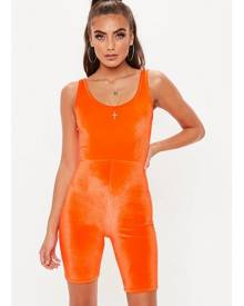 Missguided Orange Velour Unitard