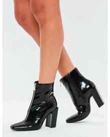 Missguided Feature Heel Full Zip Ankle Boots