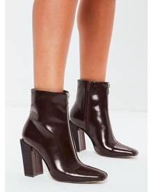 Missguided Feature Heel Full Zip Ankle Boots