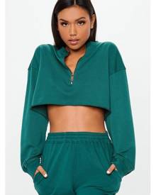 Missguided Boxy Cropped Zip Front Sweatshirt