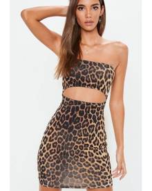 Missguided Leopard Print Bandeau Cut Out Bodycon Dress