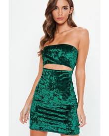 Missguided Crushed Velvet Bandeau Cut Out Bodycon Dress
