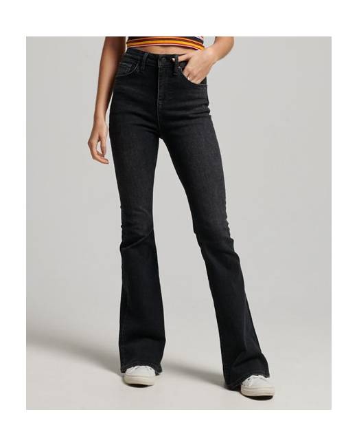Topshop relaxed flare jeans in dirty dark gray