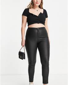 Missguided Plus Vice coated skinny jeans in black