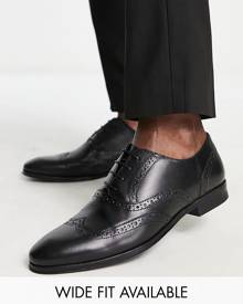 ASOS DESIGN oxford brogue shoes in black leather