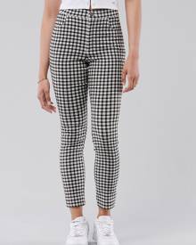 Hollister straight leg pants in cream plaid-White