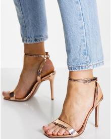 ASOS DESIGN Wide Fit Neva barely there heeled sandals in rose gold