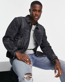 River Island boxy denim jacket in black