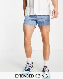 ASOS DESIGN denim shorts in light wash blue with elasticated waist