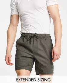 ASOS DESIGN slim chino shorts with elasticated waist in khaki-Green