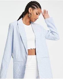 Heartbreak Tall oversized blazer in blue gingham (part of a set)