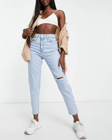 Levi's high waisted mom jeans in light wash blue