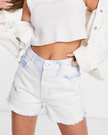 Urban Revivo tie dye denim shorts in blue