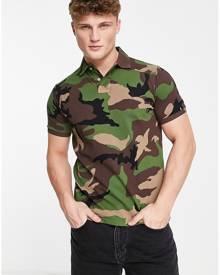 Polo Ralph Lauren icon logo slim fit camo print pique polo in green