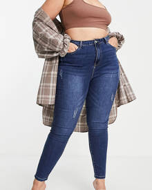 Missguided Plus Sinner high waisted jeans with back seam detail in blue