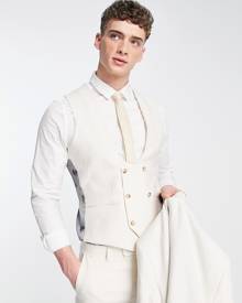 Twisted Tailor Pegas suit waistcoat in off white