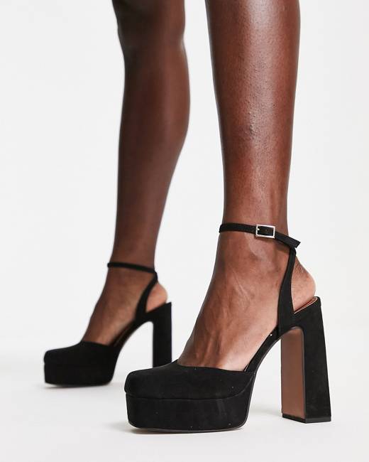 Simmi London platform heeled shoes with embellished buckle in black