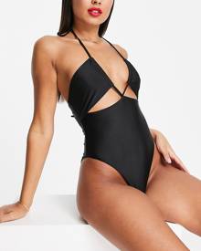 Labelrail x Eva Apio heart trim cut-out detail swimsuit in pink