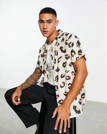 Bolongaro Trevor oversized revere collar shirt in animal print-Multi