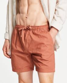 Threadbare elasticated waist chino shorts in red clay