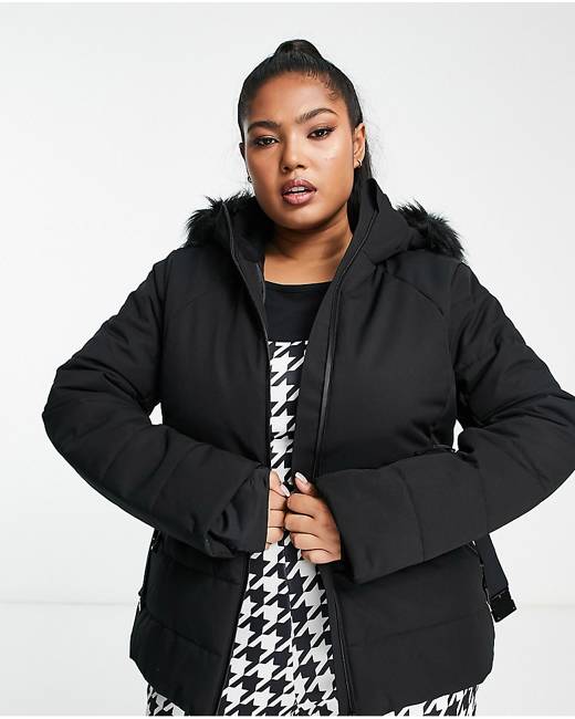 ASOS - 4505 Tall belted ski suit with slim kick leg and faux fur hood-Black