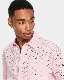 Reclaimed Vintage limited edition unisex oxford shirt in pink broderie