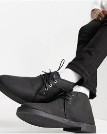 Original Penguin Wide Fit desert boots in black leather