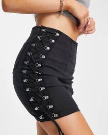 Topshop lace up Joni skirt in black