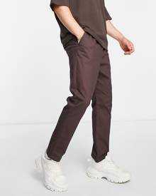 ASOS DESIGN tapered fit chinos with elasticated waist in dark brown