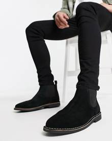 Ben Sherman suede chelsea boots in black