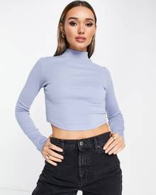 ASOS DESIGN turtleneck crop top in blue