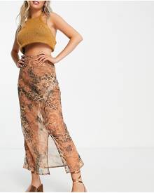 Reclaimed Vintage Inspired midi skirt in leopard print-Multi