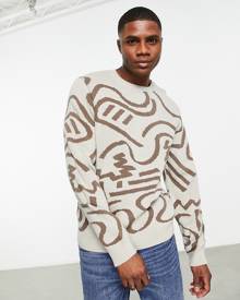 ASOS DESIGN knitted pattern jumper in brown