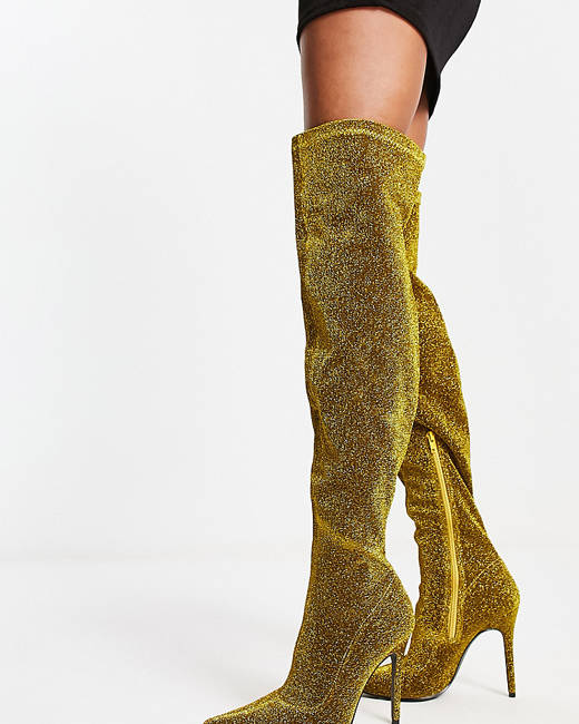 Gold over the deals knee boots