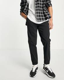 Pull & Bear elasticated chinos in black-Neutral