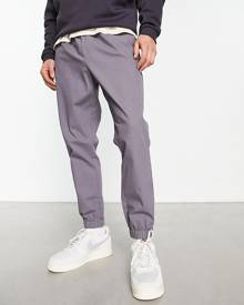 ASOS DESIGN tapered chino trackies with elasticated waist in charcoal-Grey