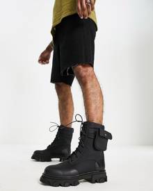 Public Desire Gable lace up boots with removable pocket in black