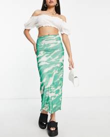 Topshop animal print midi skirt in green