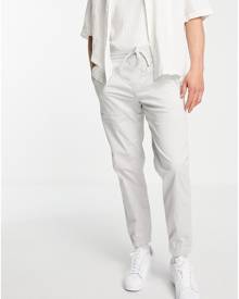 Pull & Bear tapered chinos with elasticated waist in grey