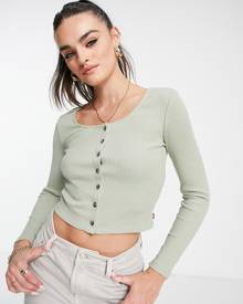 Levi's button through crop top in sage green