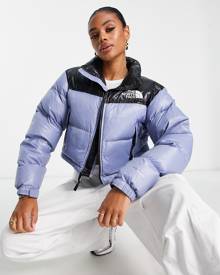 Women's Puffer Padded Jacket Grey Colour Block North Face Inspired –