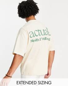 ASOS DESIGN ASOS Actual oversized t-shirt with health and wellbeing back logo print in ecru-White