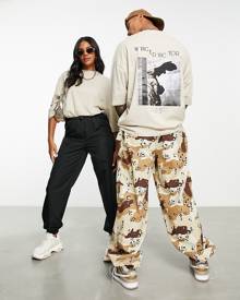 ASOS DESIGN unisex oversized t-shirt with Winged Victory print in beige-Neutral
