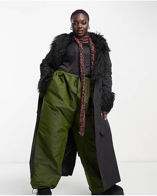 Urbancode longline coat on sale in ombre faux fur