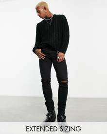 ASOS DESIGN no fade skinny jeans with knee rips-Black