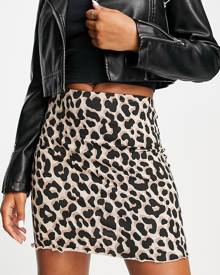 Monki mini skirt in brown leopard print