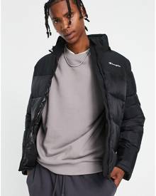 Champion small logo puffer jacket in black