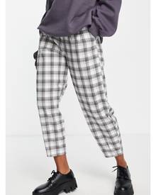 Hollister wide leg pants in cream plaid-Neutral