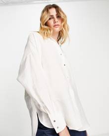 River Island batwing satin shirt in cream-White