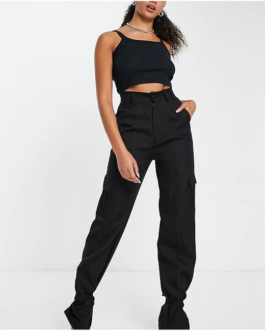 Femme Luxe high waisted pleat detail flare pants in black - part